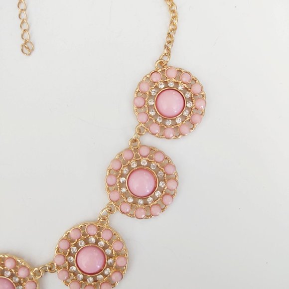 Pink and cz beaded statement necklace - Picture 9 of 10